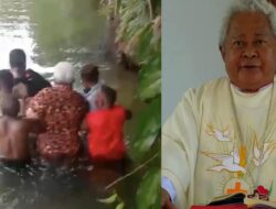Teladan Iman : Uskup Mrg. Hilarion Rela Lewati Sungai Deras Demi Pelayanan Misa Natal Di Pedalaman Maybrat